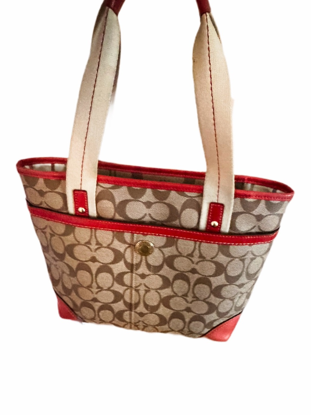 Coach Heritage Stripe Signature Tote- brown C canvas great condition ❤️ - Picture 2 of 16